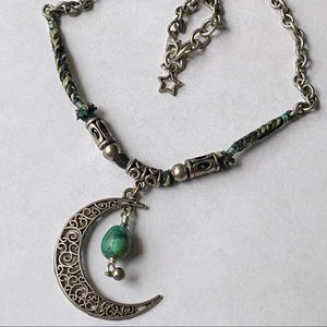 Natural Turquoise Crescent Moon Necklace